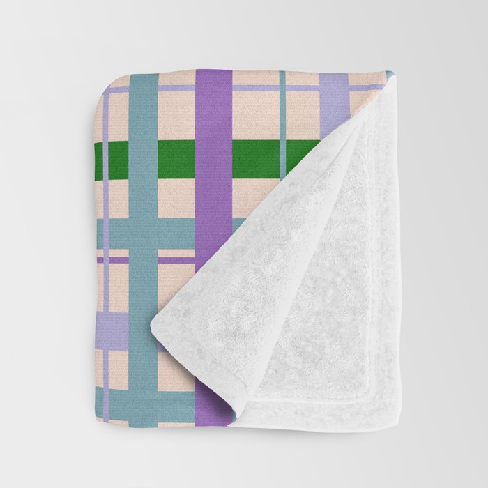 Gingham - Very Peri, Green, turquoise  Throw Blanket Gallery Image 3