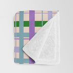 Gingham - Very Peri, Green, turquoise  Throw Blanket Gallery Image 3