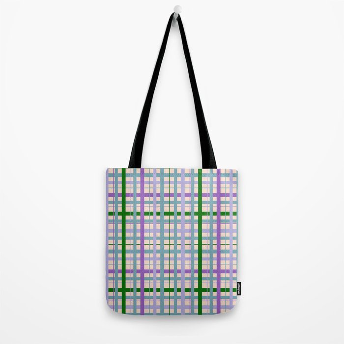 Gingham - Very Peri, Green, turquoise  Tote Bag Gallery Image 2