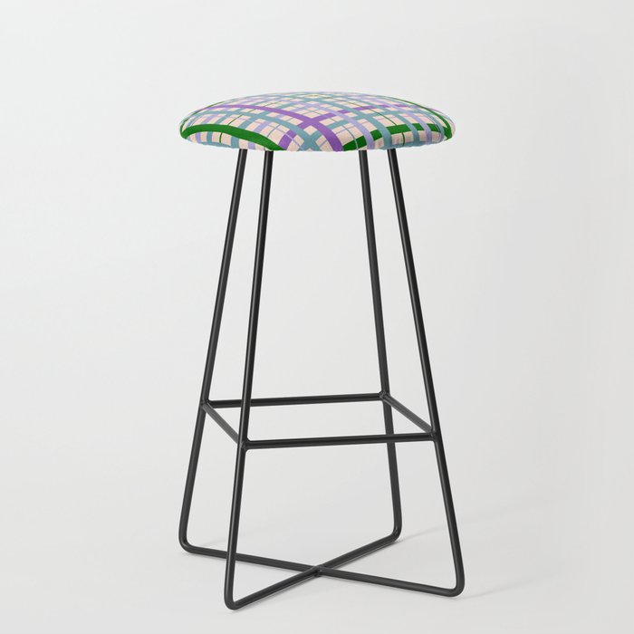 Gingham - Very Peri, Green, turquoise  Stool Gallery Image 1