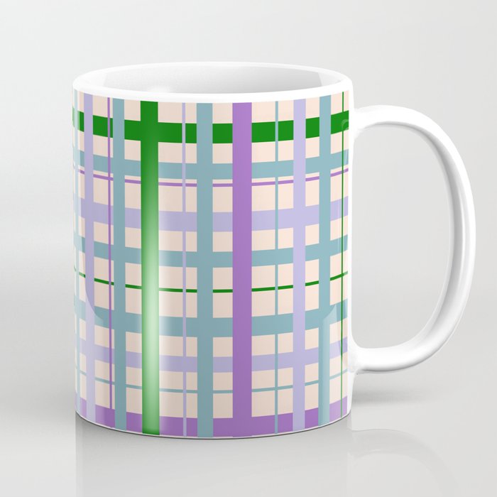 Gingham - Very Peri, Green, turquoise  Coffee Mug Gallery Image 1