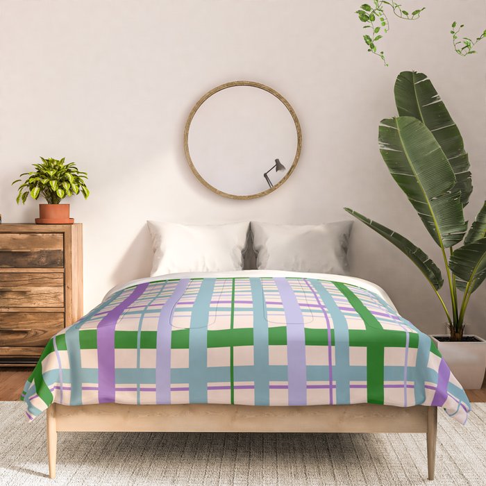 Gingham - Very Peri, Green, turquoise  Comforter Gallery Image 3