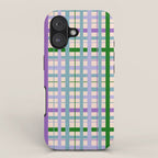 Gingham - Very Peri, Green, turquoise  iPhone Case Gallery Image 1