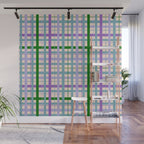 Gingham - Very Peri, Green, turquoise  Wall Mural Gallery Image 1