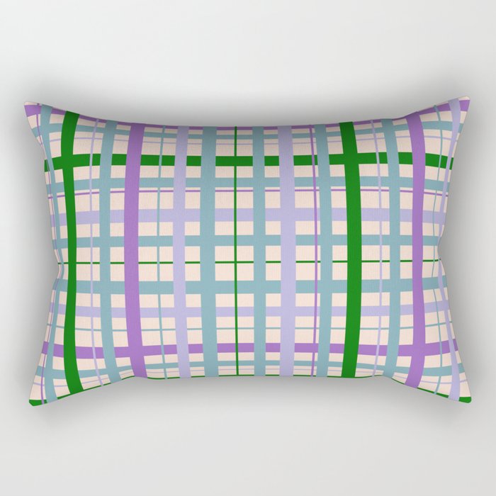 Gingham - Very Peri, Green, turquoise  Rectangular Pillow Gallery Image 2