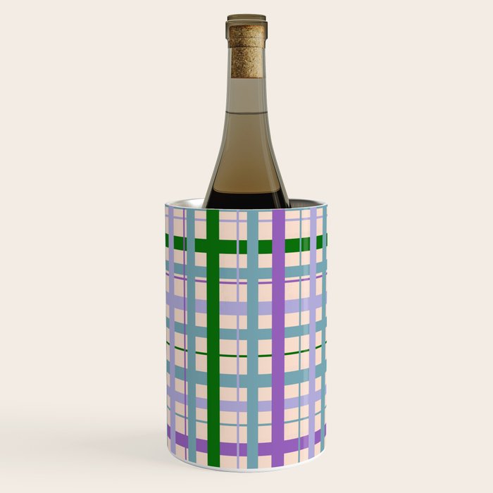 Gingham - Very Peri, Green, turquoise  Wine Chiller Gallery Image 2
