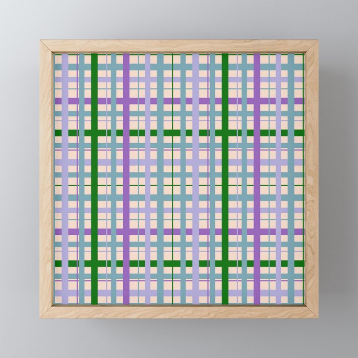 Gingham - Very Peri, Green, turquoise  Mini Art Print Gallery Image 1