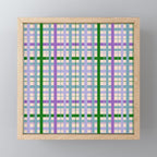 Gingham - Very Peri, Green, turquoise  Mini Art Print Gallery Image 1