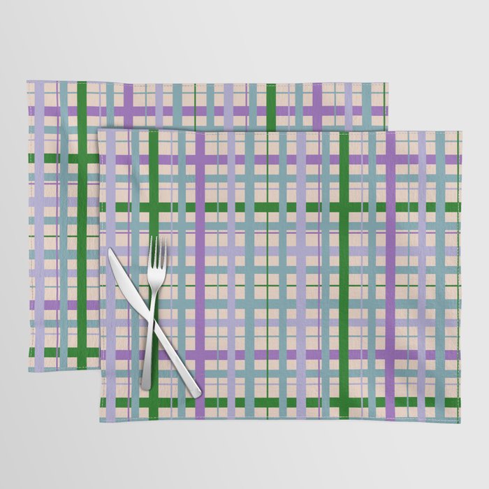 Gingham - Very Peri, Green, turquoise  Placemat Gallery Image 1