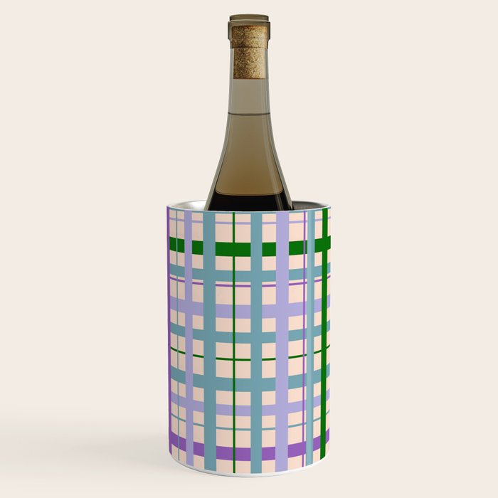 Gingham - Very Peri, Green, turquoise  Wine Chiller Gallery Image 1