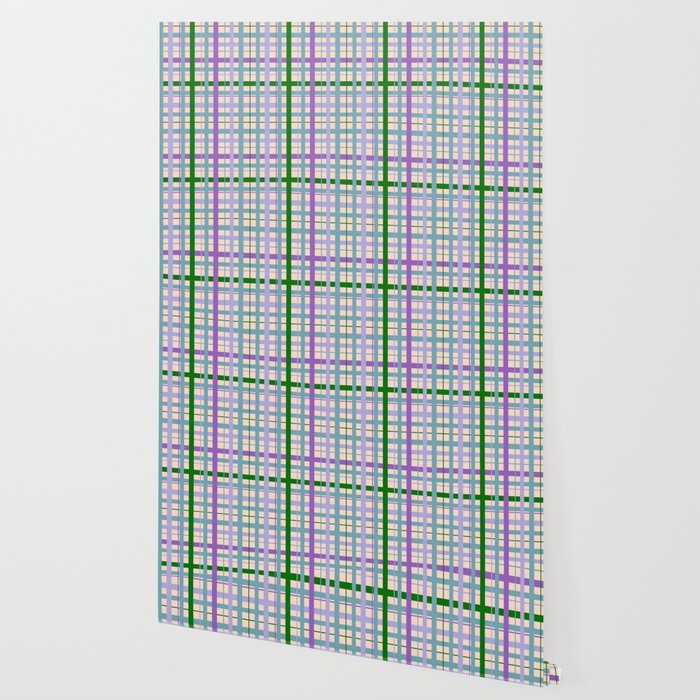 Gingham - Very Peri, Green, turquoise  Wallpaper Gallery Image 2