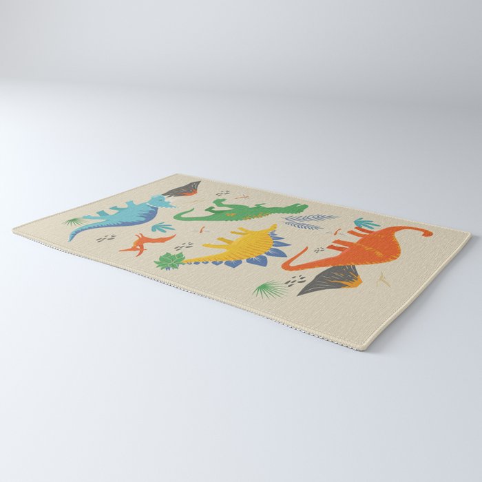 Jurassic Dinosaurs in Primary Colors Rug Gallery Image 3