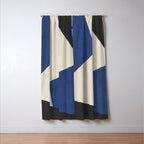 Graphic Edge Shapes - Bleu Navy Window Curtain Gallery Image 3