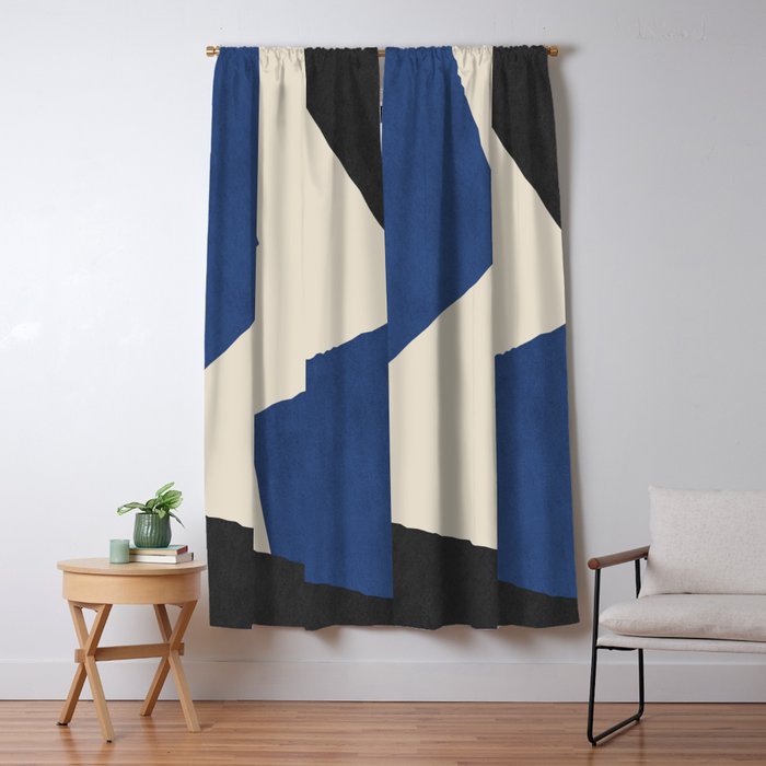 Graphic Edge Shapes - Bleu Navy Window Curtain Gallery Image 5