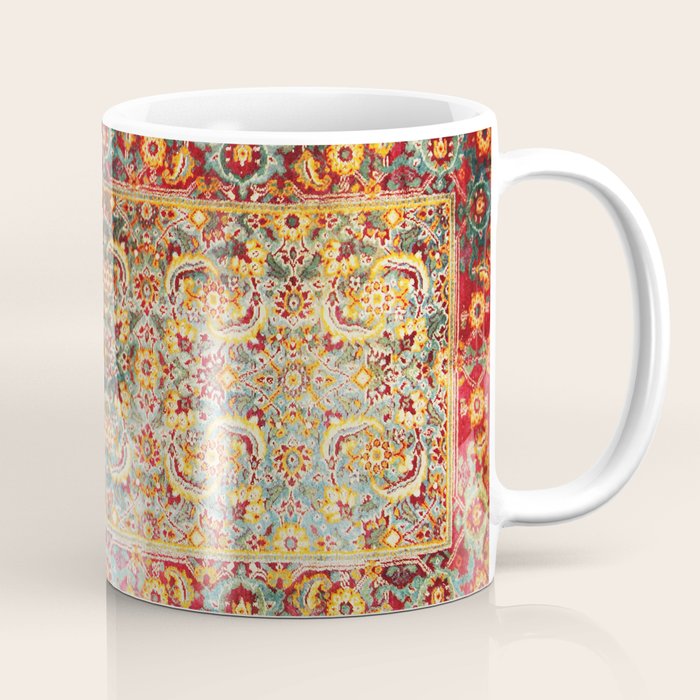 Copper Turquoise Antique Tabriz Rug Print Coffee Mug Gallery Image 1