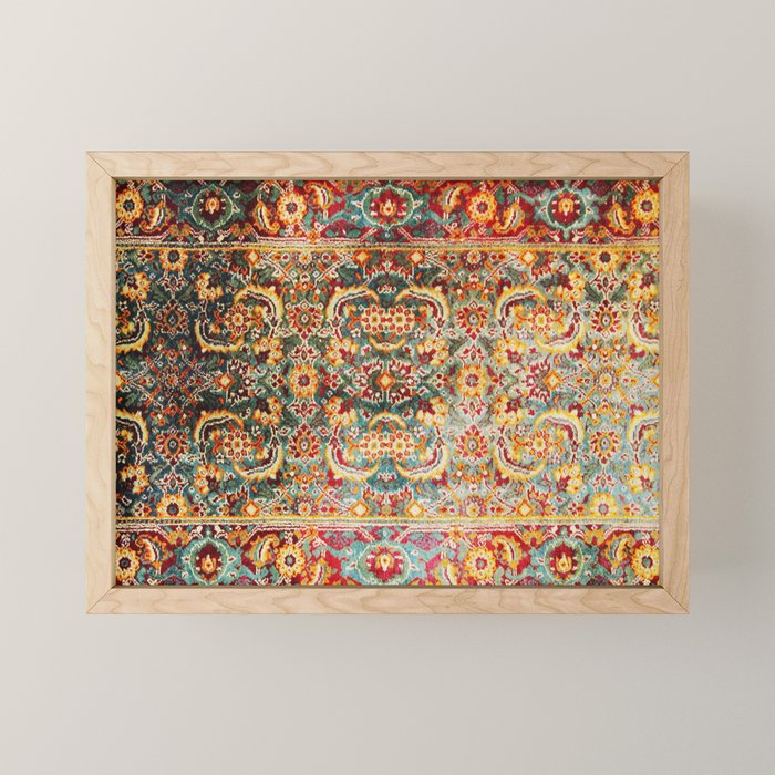 Copper Turquoise Antique Tabriz Rug Print Mini Art Print Gallery Image 1