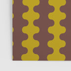 Retro Stripes Wavy Ogee A-Go-Go Vertical Pattern in Dark Brown and Chartreuse Olive Yellow Poster Gallery Image 3