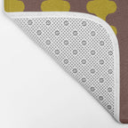 Retro Stripes Wavy Ogee A-Go-Go Vertical Pattern in Dark Brown and Chartreuse Olive Yellow Bath Mat Gallery Image 2