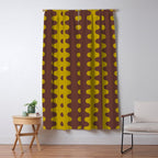 Retro Stripes Wavy Ogee A-Go-Go Vertical Pattern in Dark Brown and Chartreuse Olive Yellow Window Curtain Gallery Image 5