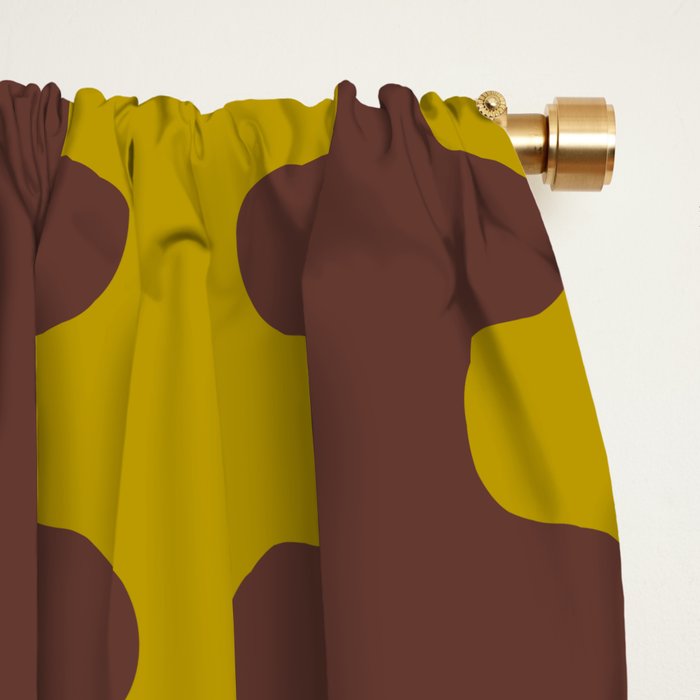 Retro Stripes Wavy Ogee A-Go-Go Vertical Pattern in Dark Brown and Chartreuse Olive Yellow Window Curtain Gallery Image 2