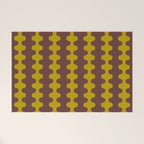 Retro Stripes Wavy Ogee A-Go-Go Vertical Pattern in Dark Brown and Chartreuse Olive Yellow Welcome Mat Gallery Image 1