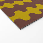 Retro Stripes Wavy Ogee A-Go-Go Vertical Pattern in Dark Brown and Chartreuse Olive Yellow Welcome Mat Gallery Image 2