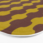 Retro Stripes Wavy Ogee A-Go-Go Vertical Pattern in Dark Brown and Chartreuse Olive Yellow Bath Mat Gallery Image 3
