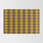 Retro Stripes Wavy Ogee A-Go-Go Vertical Pattern in Dark Brown and Chartreuse Olive Yellow Rug Gallery Image 2