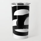 Black & White Minimalist Abstract Mid century Ink Art Dark Brush Strokes Travel Mug Gallery Image 1