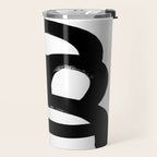 Black & White Minimalist Abstract Mid century Ink Art Dark Brush Strokes Travel Mug Gallery Image 2