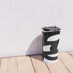 Black & White Minimalist Abstract Mid century Ink Art Dark Brush Strokes Travel Mug Gallery Image 4