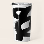 Black & White Minimalist Abstract Mid century Ink Art Dark Brush Strokes Travel Mug Gallery Image 3