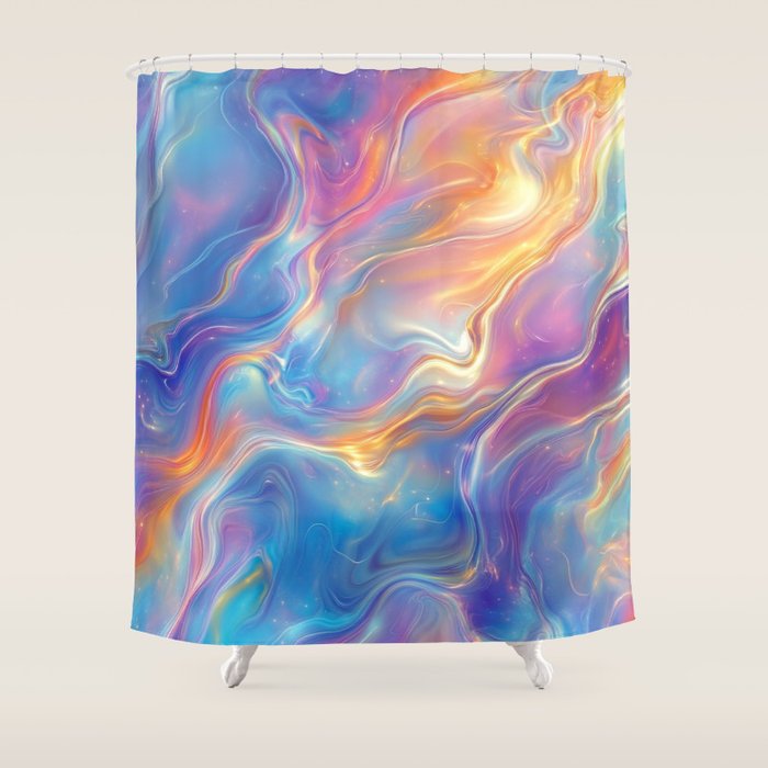 Colorful Opal Texture Seamless Pattern Shower Curtain Gallery Image 1