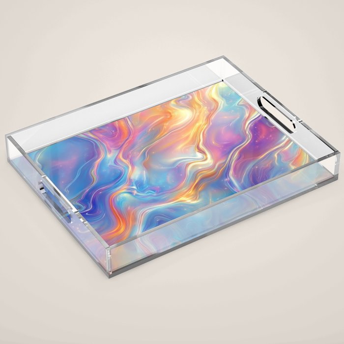 Colorful Opal Texture Seamless Pattern Acrylic Tray Gallery Image 1