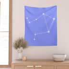 Libra Zodiac Star Constellation Line Art Pastel Purple Wall Tapestry Gallery Image 2