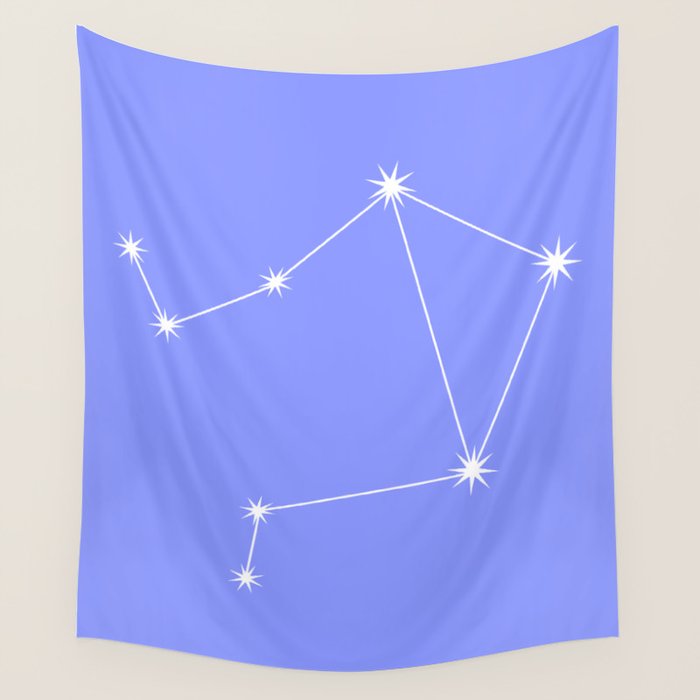 Libra Zodiac Star Constellation Line Art Pastel Purple Wall Tapestry Gallery Image 4