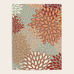 Festive, Floral Prints, Green, Terracotta, Red, Coloured Prints Poster Gallery Image 4