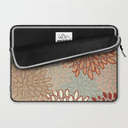 Festive, Floral Prints, Green, Terracotta, Red, Coloured Prints Laptop Sleeve Gallery Image 2