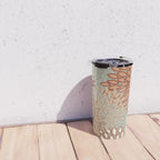 Festive, Floral Prints, Green, Terracotta, Red, Coloured Prints Travel Mug Gallery Image 4