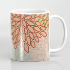 Festive, Floral Prints, Green, Terracotta, Red, Coloured Prints Coffee Mug Gallery Image 1