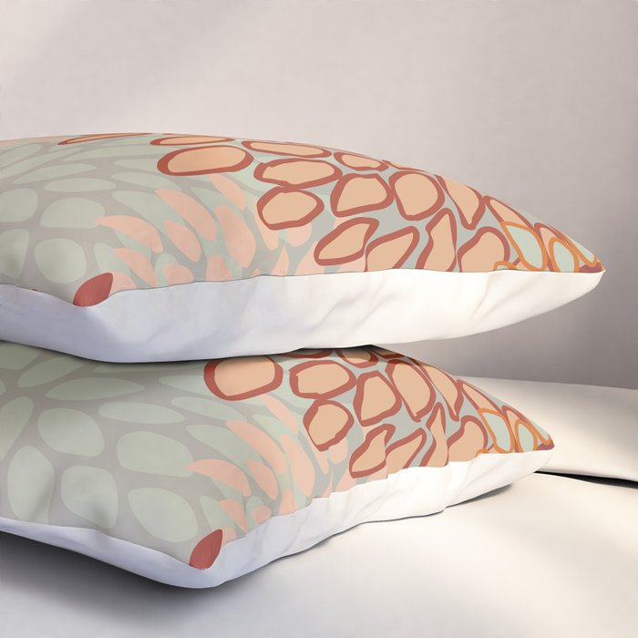 Festive, Floral Prints, Green, Terracotta, Red, Coloured Prints Pillow Sham Gallery Image 3