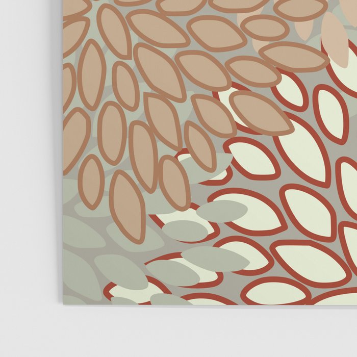 Festive, Floral Prints, Green, Terracotta, Red, Coloured Prints Poster Gallery Image 3