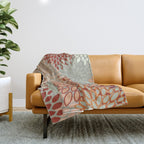 Festive, Floral Prints, Green, Terracotta, Red, Coloured Prints Throw Blanket Gallery Image 1
