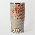 Festive, Floral Prints, Green, Terracotta, Red, Coloured Prints Travel Mug Gallery Image 1