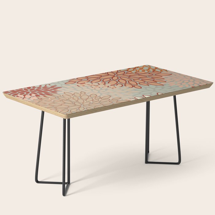 Festive, Floral Prints, Green, Terracotta, Red, Coloured Prints Coffee Table Gallery Image 1
