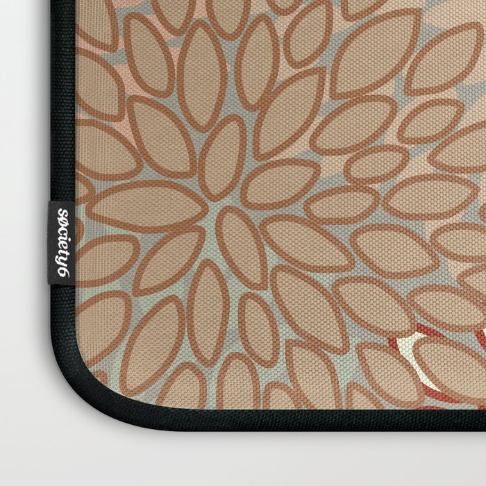 Festive, Floral Prints, Green, Terracotta, Red, Coloured Prints Laptop Sleeve Gallery Image 3