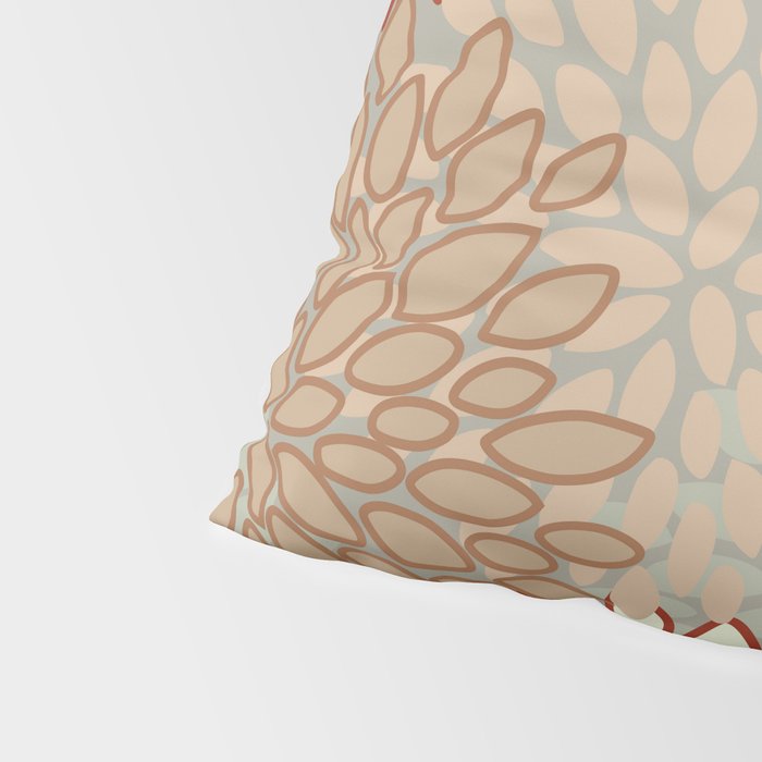 Festive, Floral Prints, Green, Terracotta, Red, Coloured Prints Pillow Sham Gallery Image 4