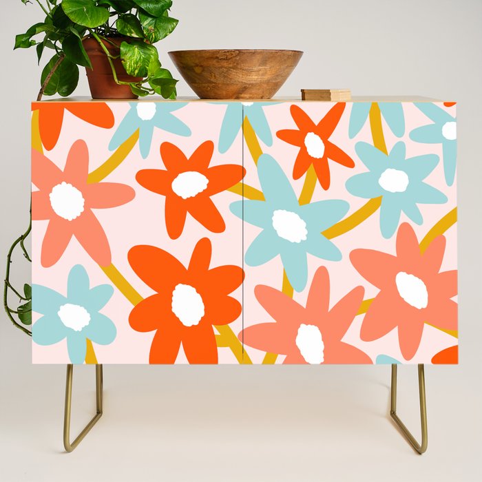 Sunny vase with Super Bloom Daisies Credenza Gallery Image 1