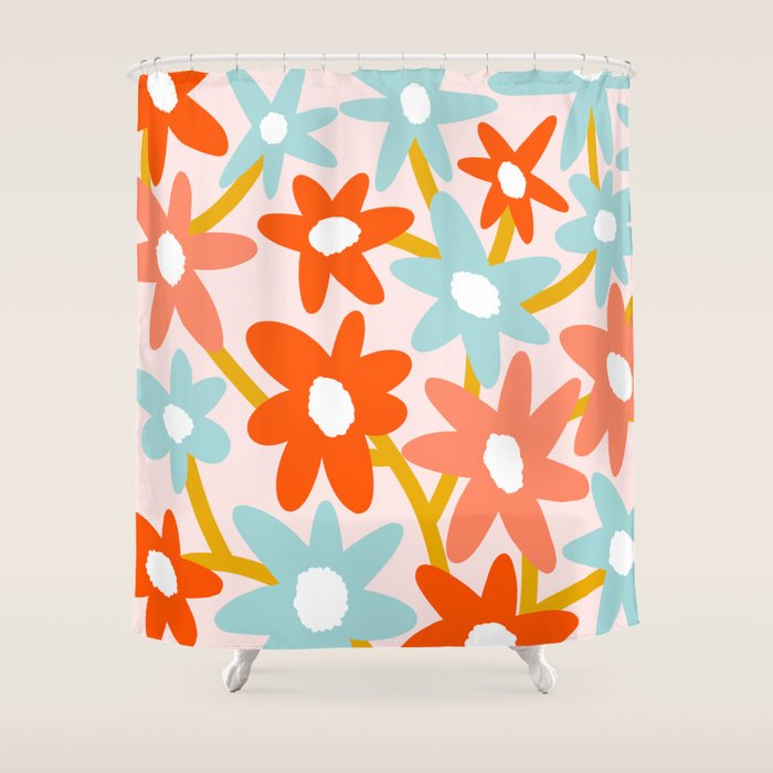 Sunny vase with Super Bloom Daisies Shower Curtain Gallery Image 1