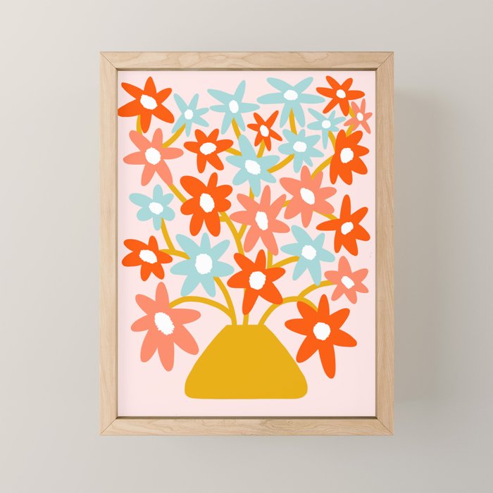 Sunny vase with Super Bloom Daisies Mini Art Print Gallery Image 1